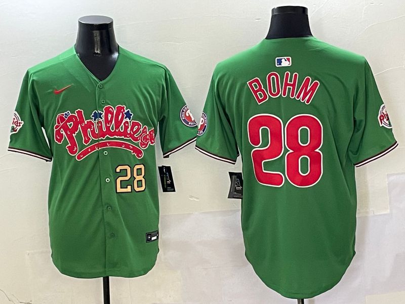 Men Philadelphia Phillies #28 Bohm Green Fourth generation Joint Name Nike 2025 MLB Jersey style 2->philadelphia phillies->MLB Jersey